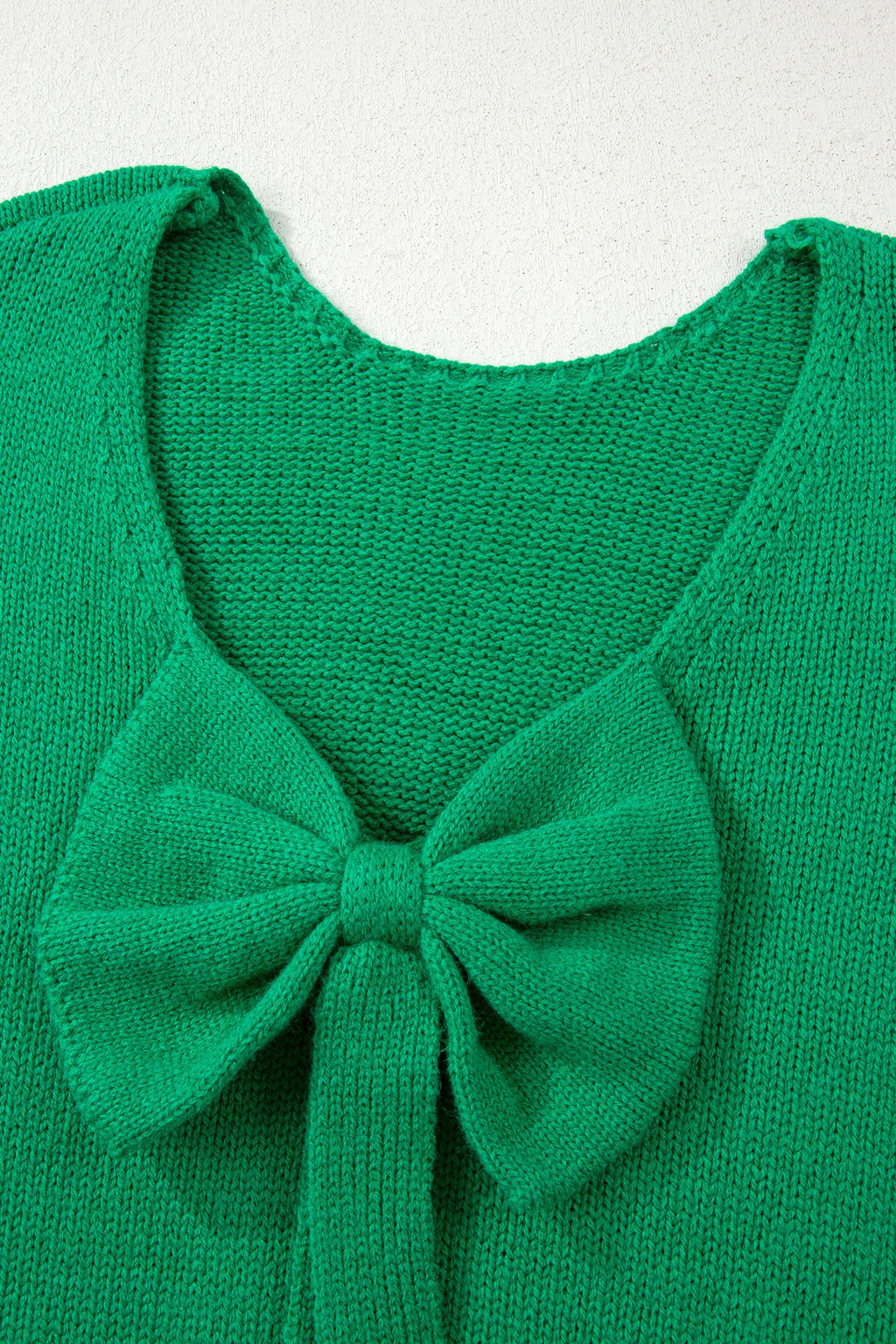 Bow Tie Backless Bubble Sleeve Sweater