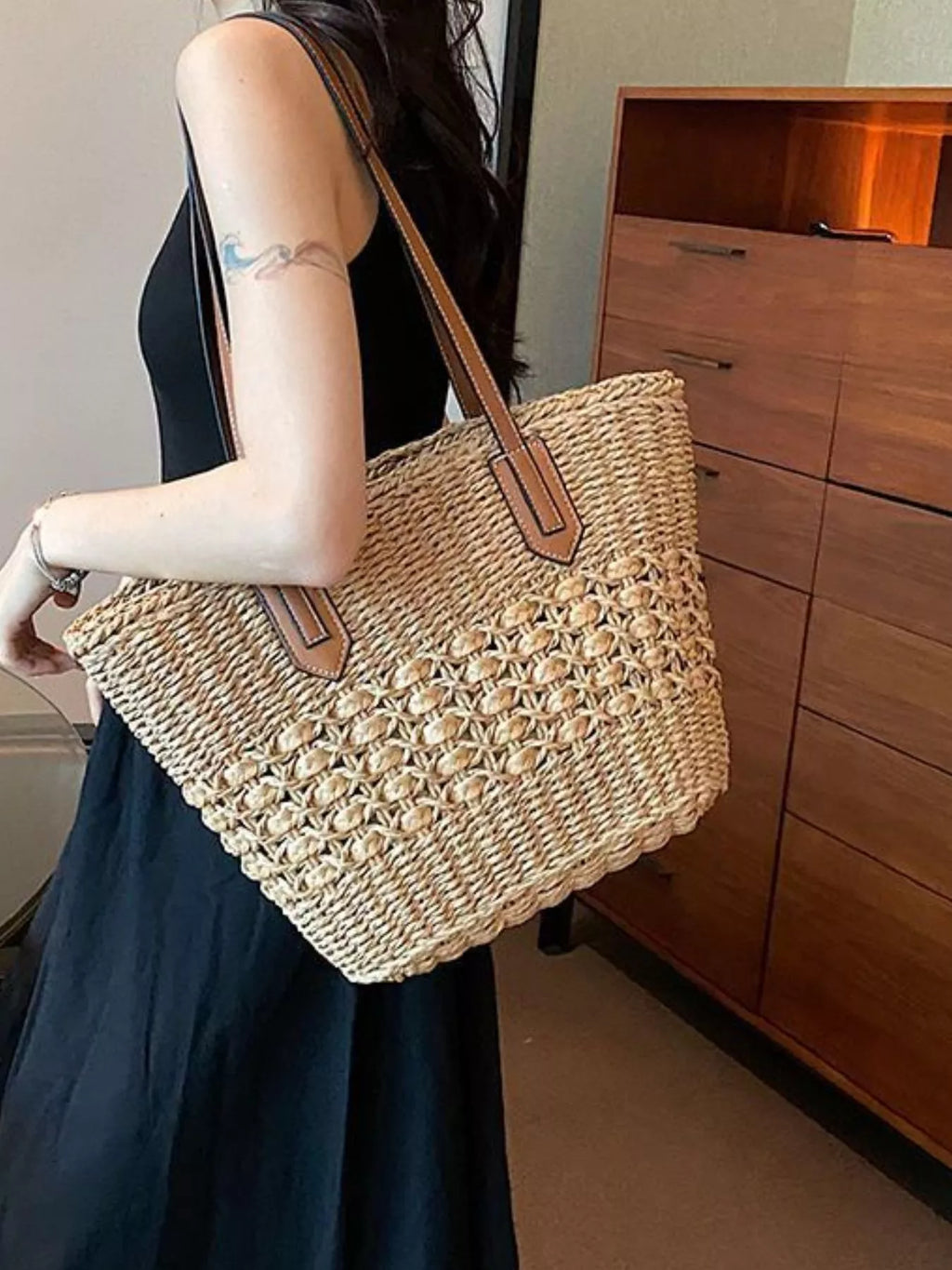 Straw Shoulder Bag - Handwoven Summer Purse for Effortless Style