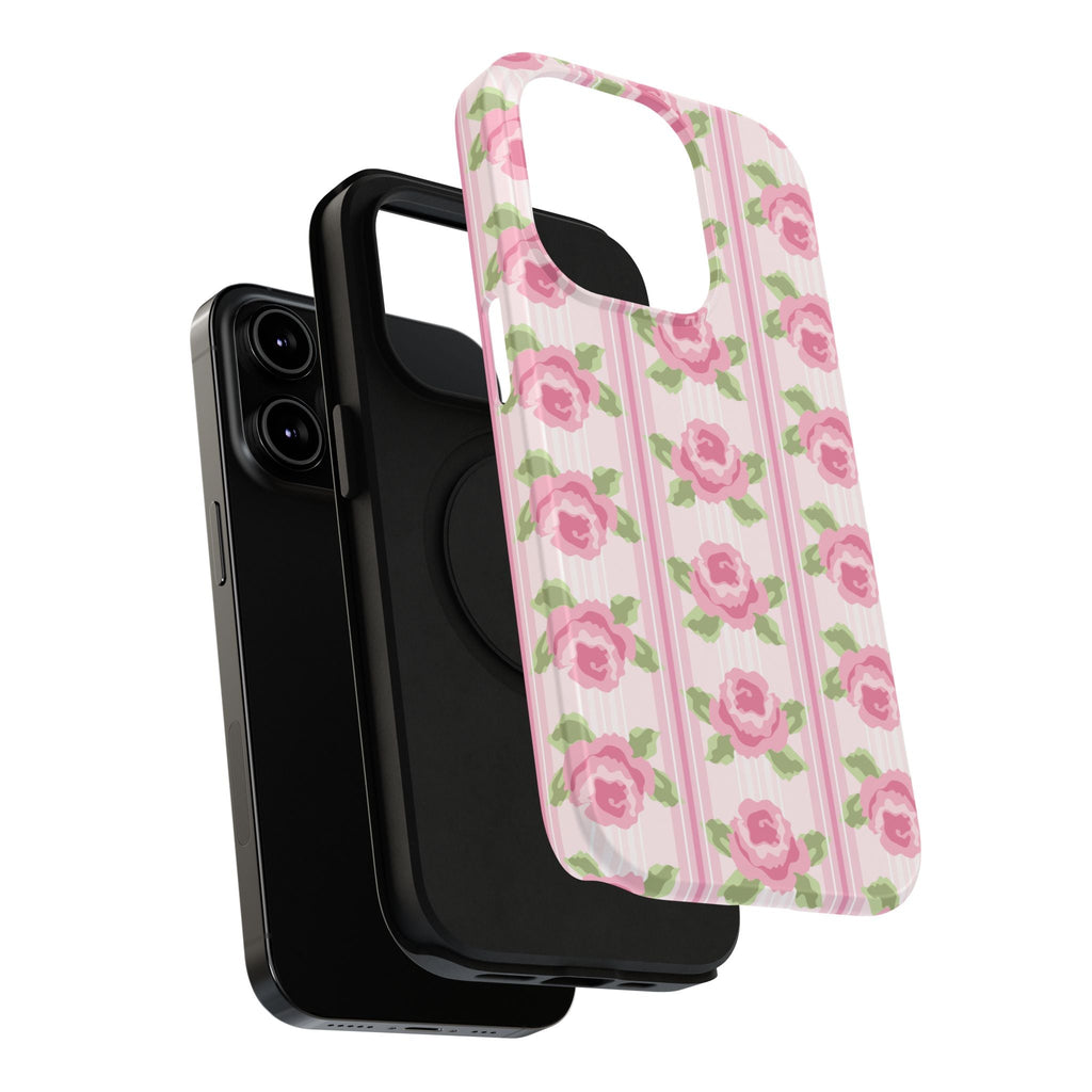 Customizable: Floral Impact-Resistant Phone Case, Pink Rose Pattern