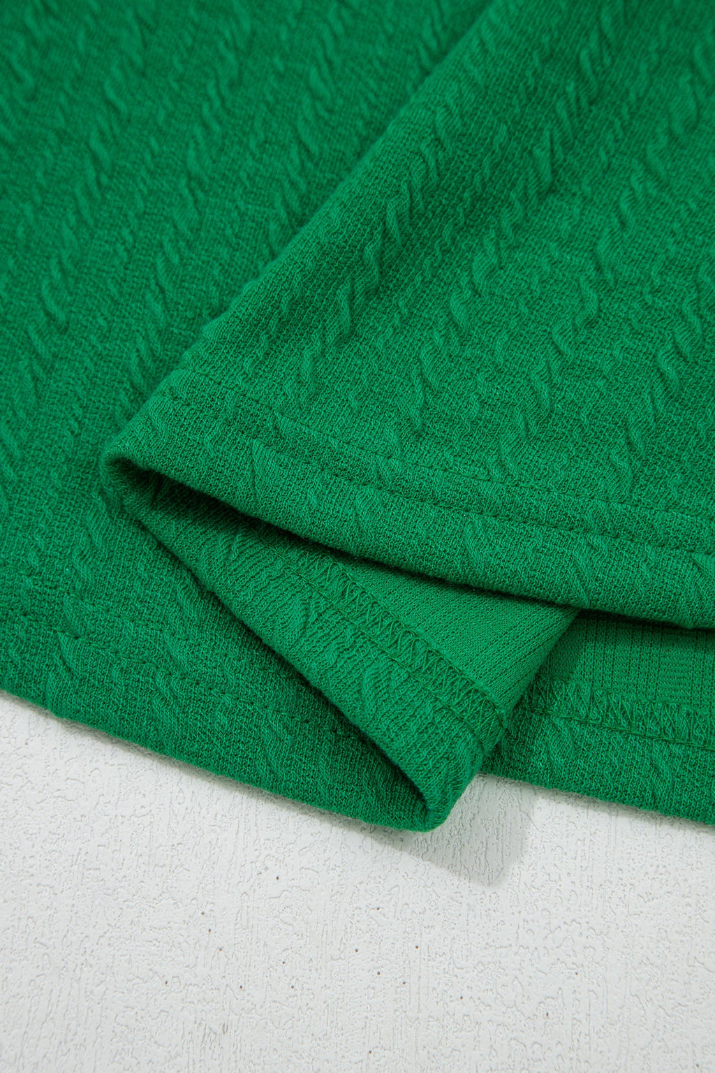 Cable Knit Textured V-Neck Short Sleeve T-Shirt