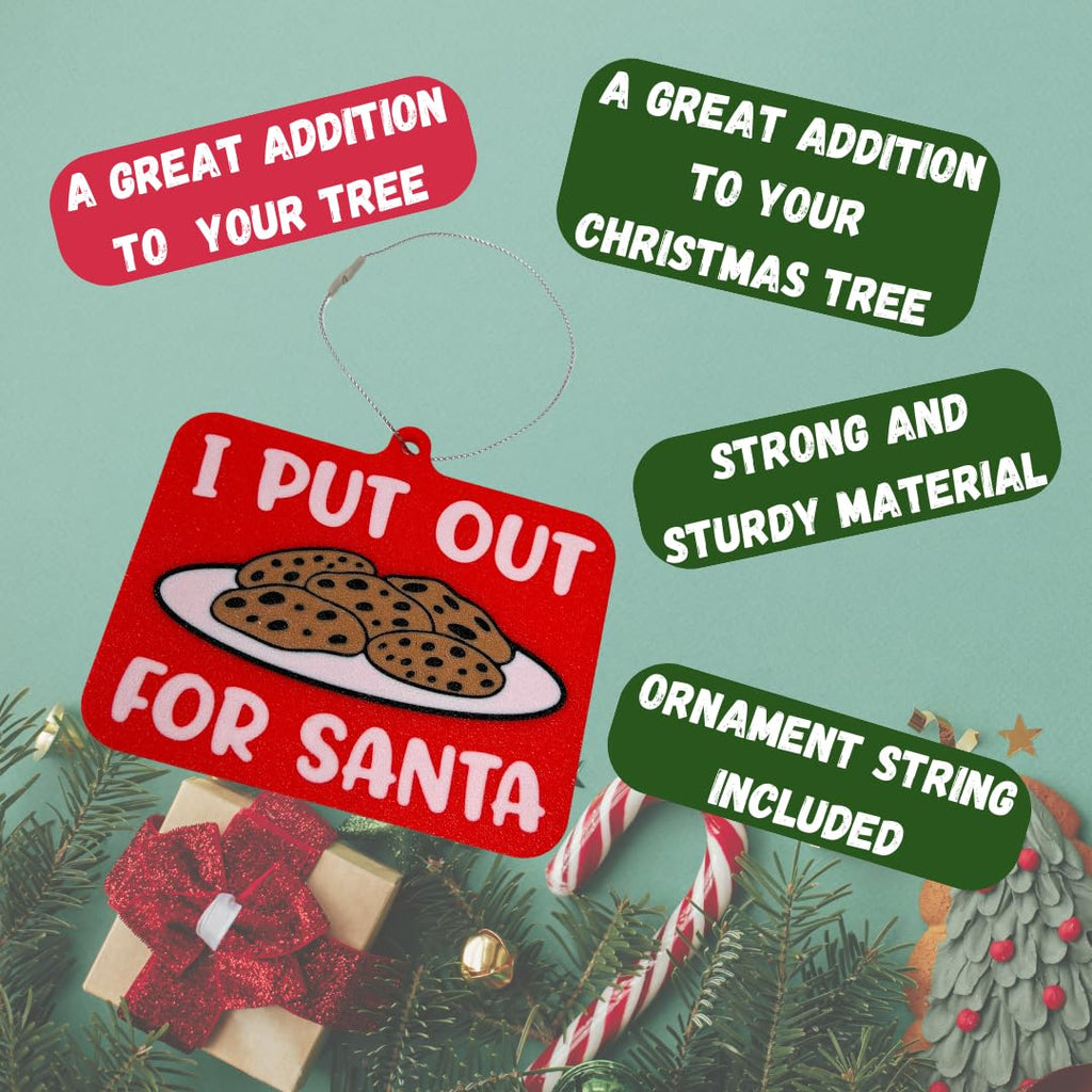 I Put Out (Cookies) for Santa Ornament | Funny Christmas Ornaments | Holiday Decor Perfect for Dirty Santa Gifts! | Made in USA
