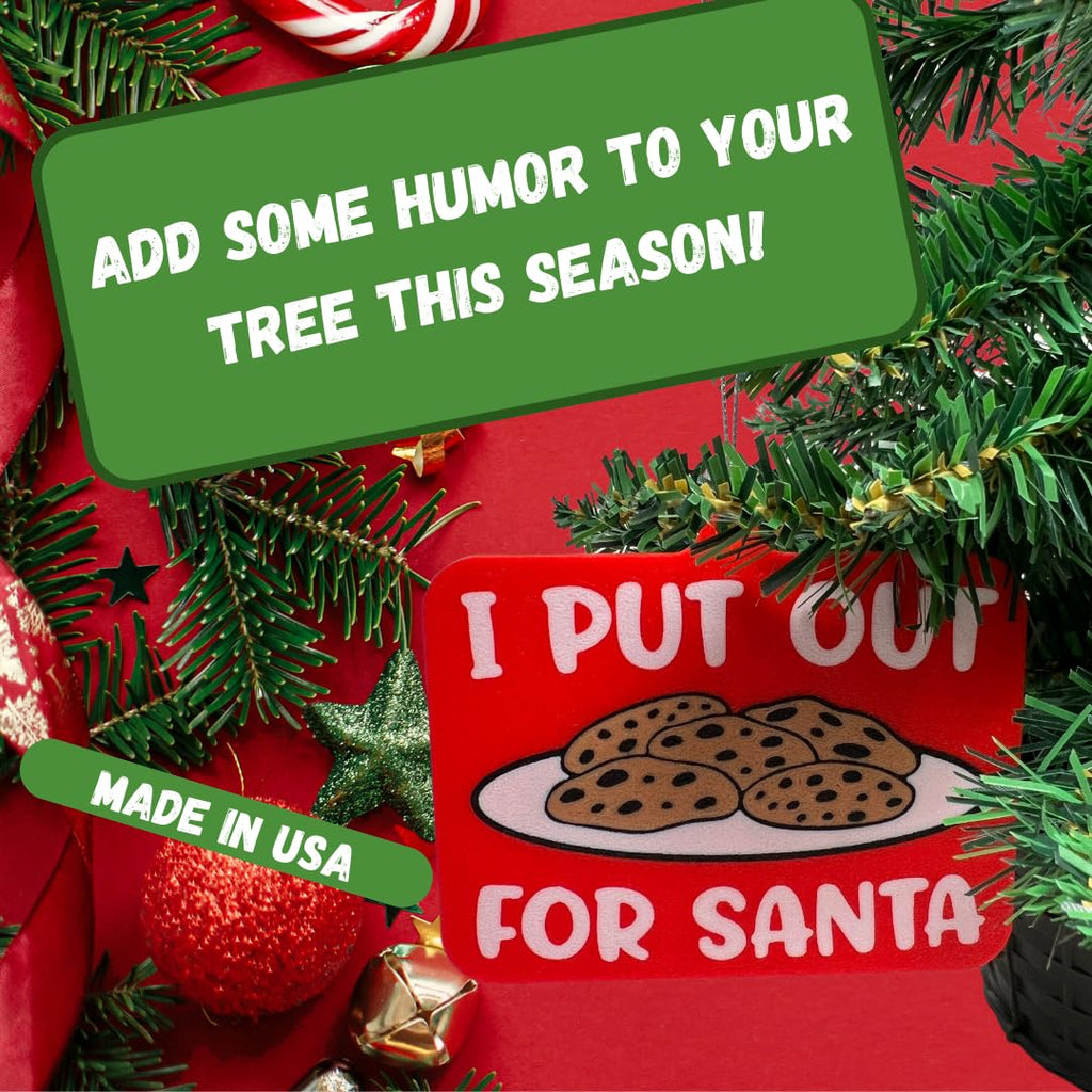 I Put Out (Cookies) for Santa Ornament | Funny Christmas Ornaments | Holiday Decor Perfect for Dirty Santa Gifts! | Made in USA