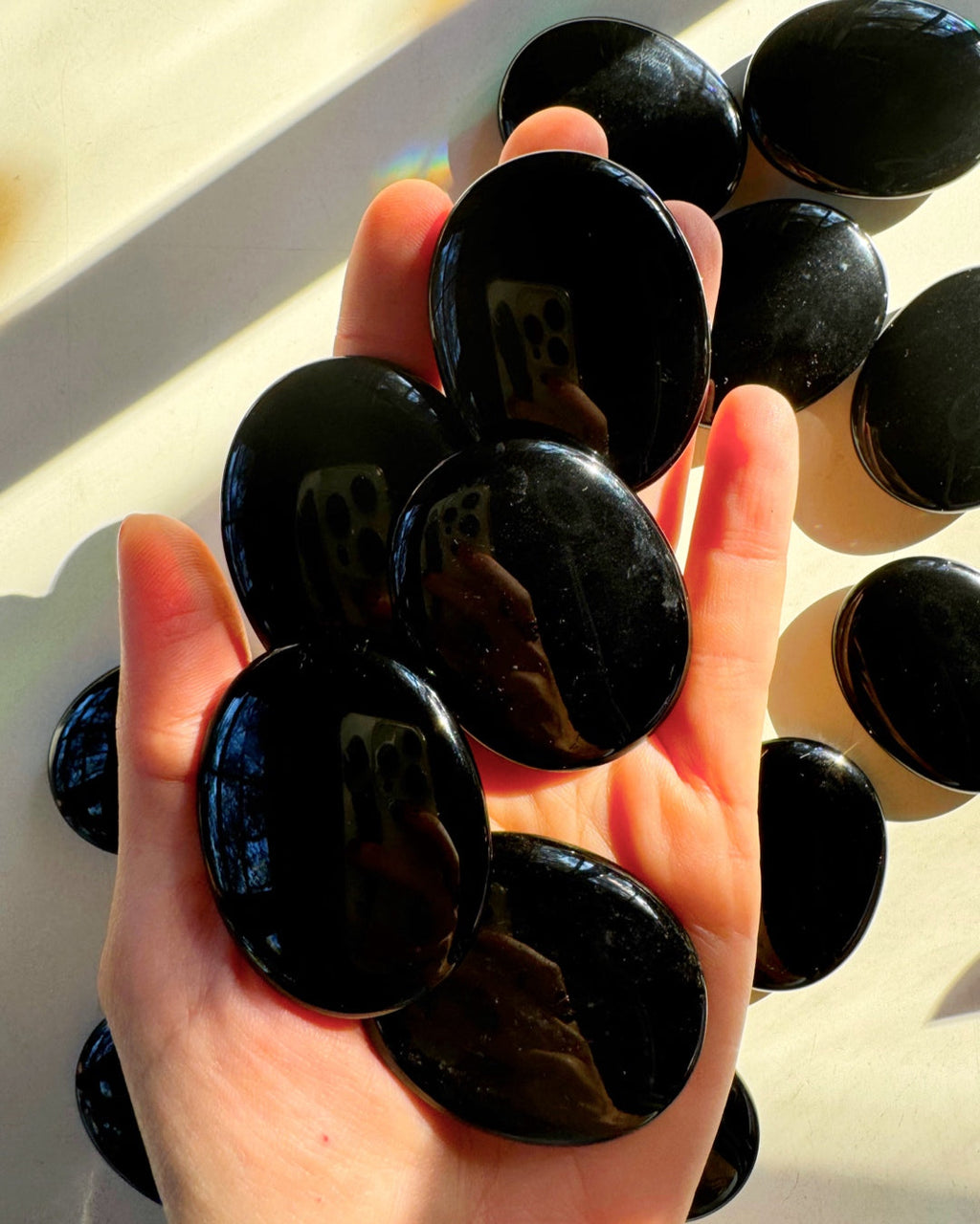 Black Obsidian Flat Palm Stones