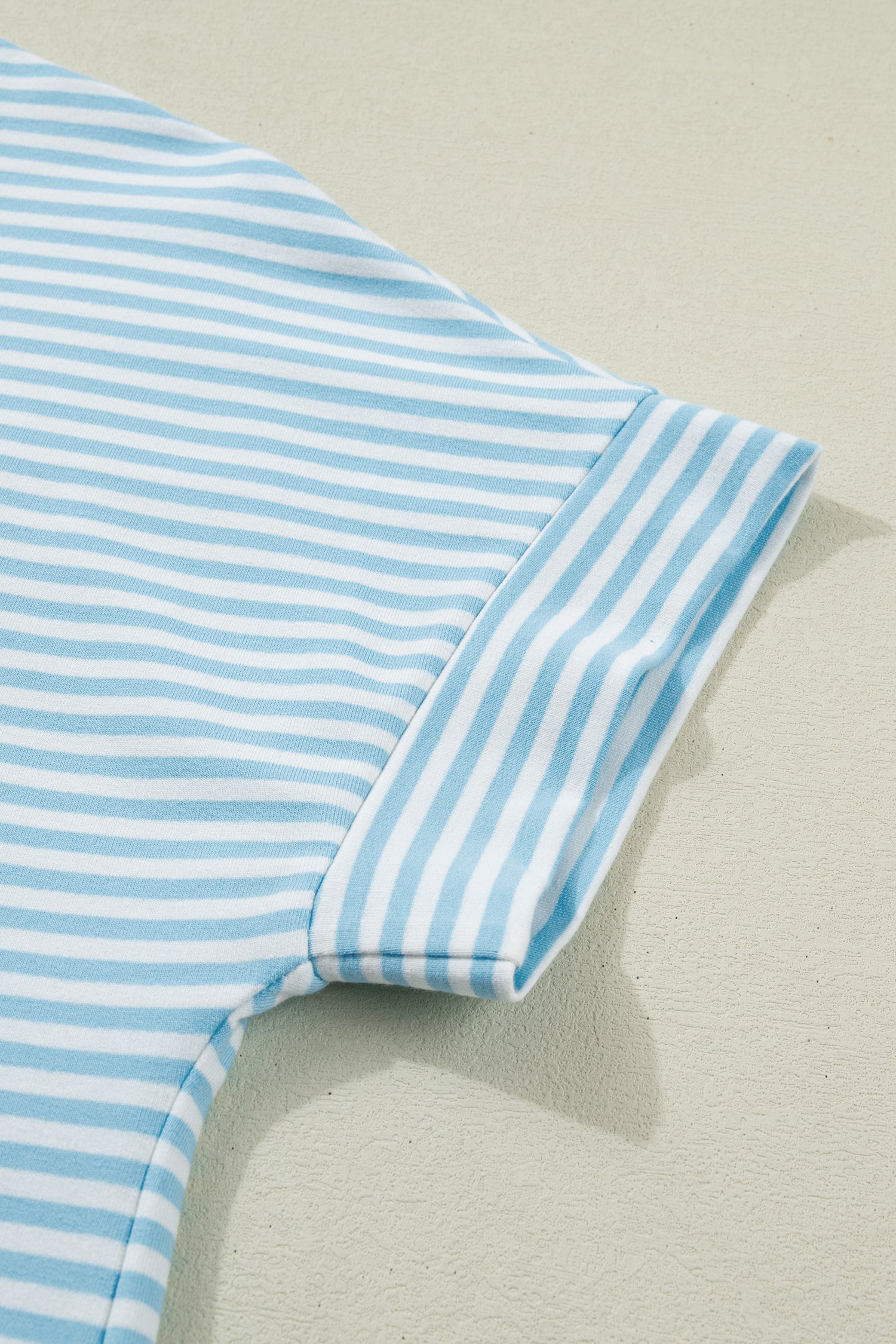 Stripe Contrast Mock Neck Tee & Shorts Set