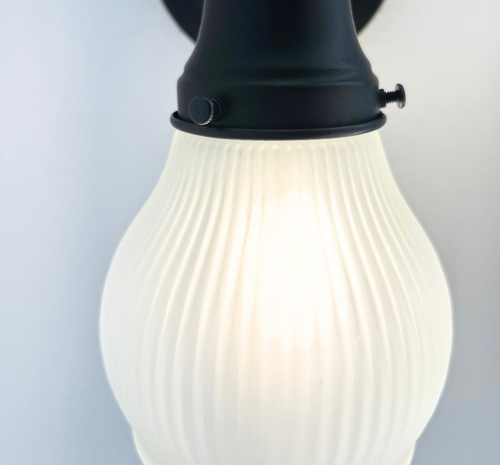 Holophane Fluted Pear Frosted Glass Wall Sconce or Pendant Light