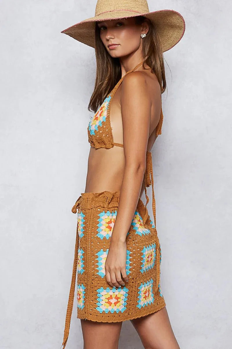 Bohemian Crochet Sweater Set