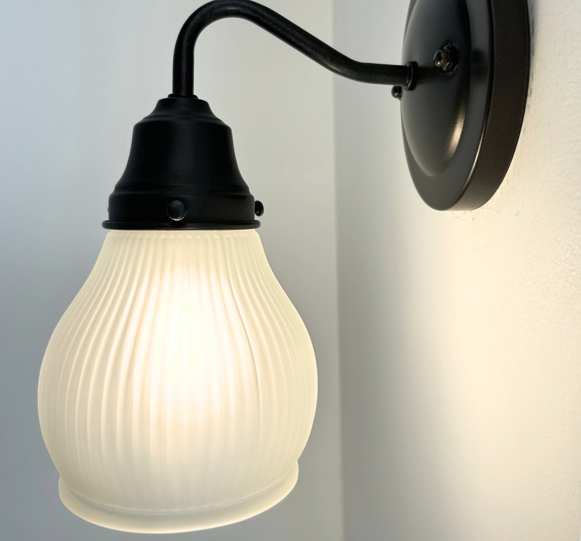 Holophane Fluted Pear Frosted Glass Wall Sconce or Pendant Light