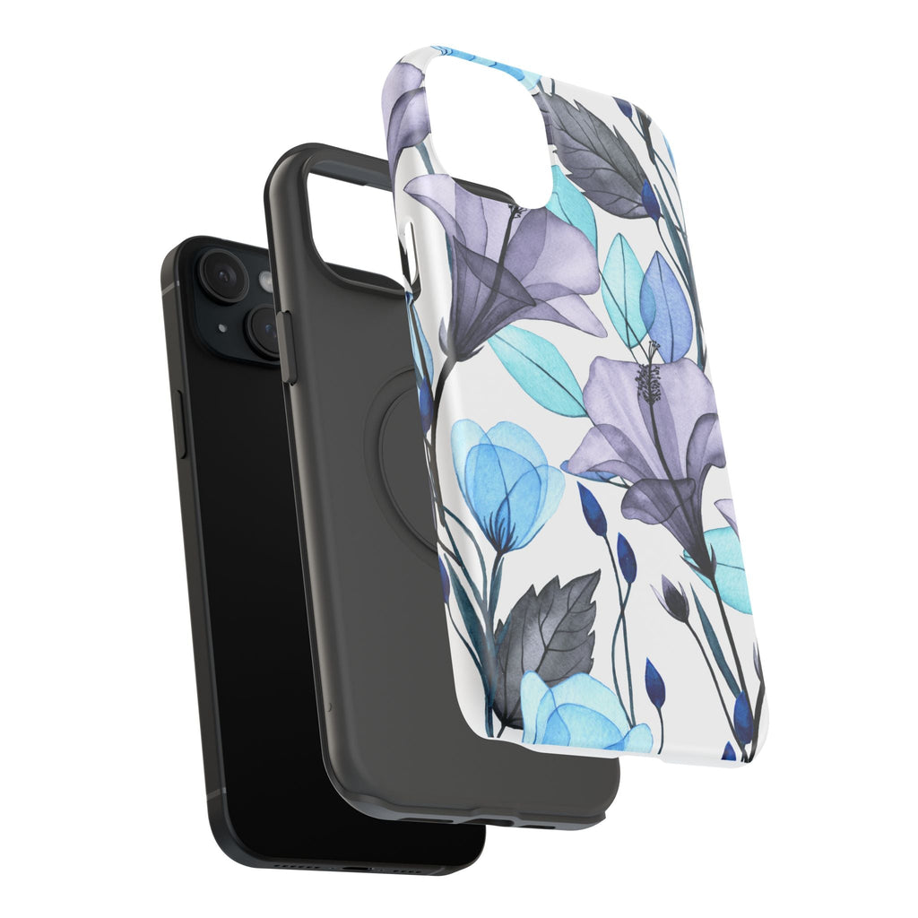 Customizable: Blue and Purple Floral Impact-Resistant Phone Case