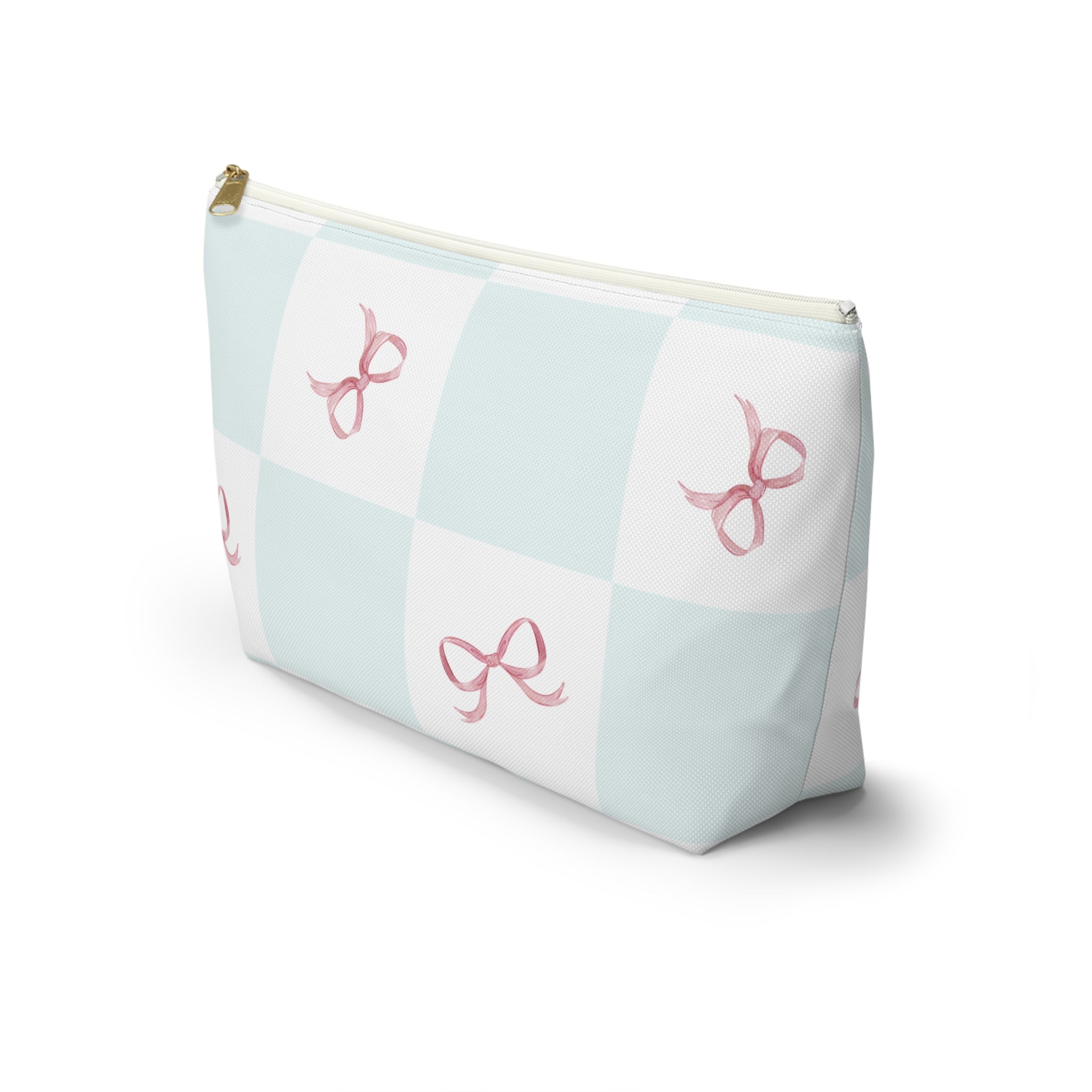 Customizable: Charming Ribbon Accessory Pouch, Makeup Bag, Gift for Her, T-bottom Style, Cute Storage, Birthday Present, Bridesmaid Gift