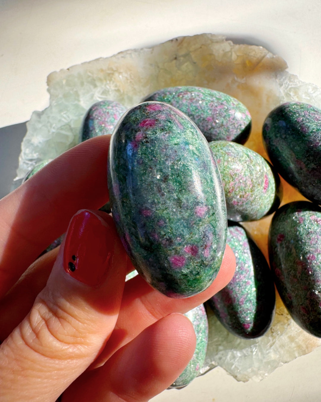 Ruby in Fuchsite Lingams