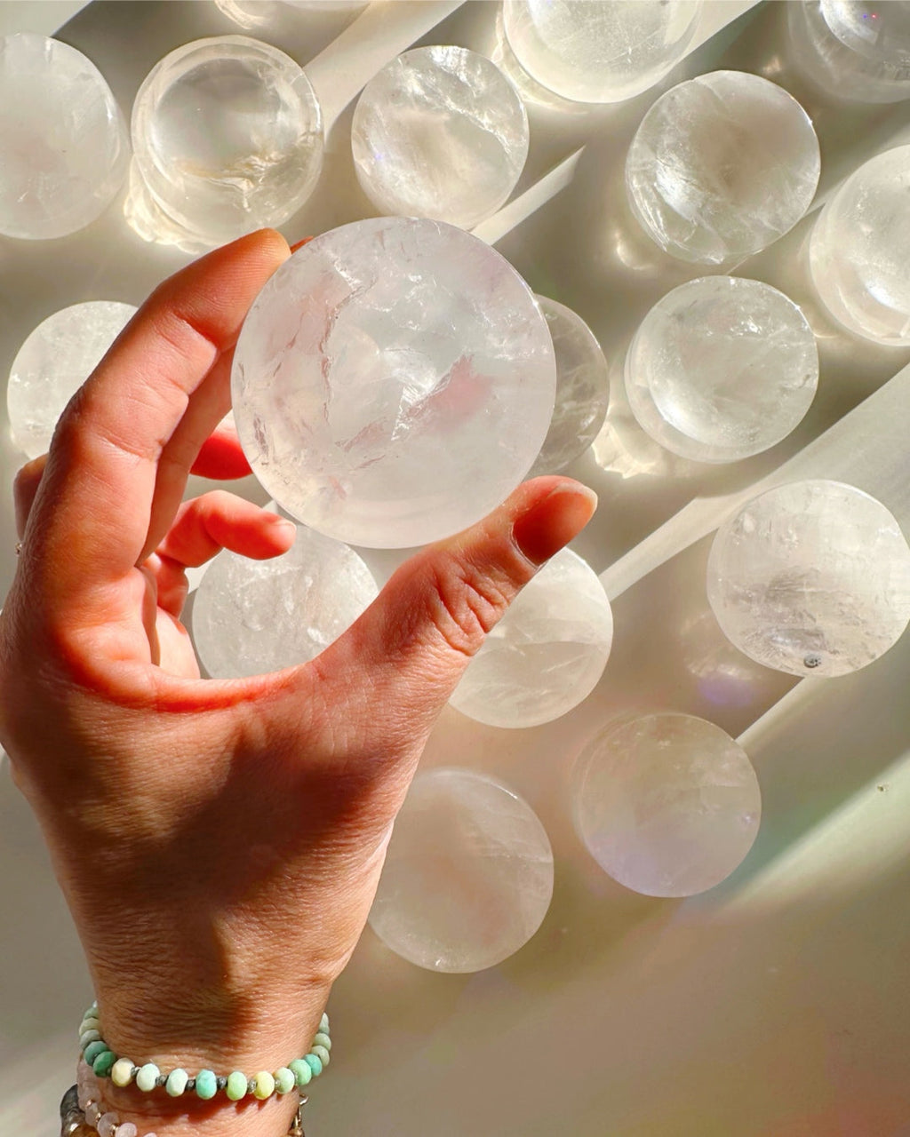 Clear Quartz Sphere Stand/Small Dish
