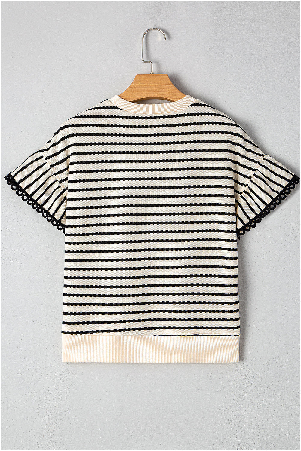 Naya Scallop Lace Trim Ruffle Short Sleeves Top