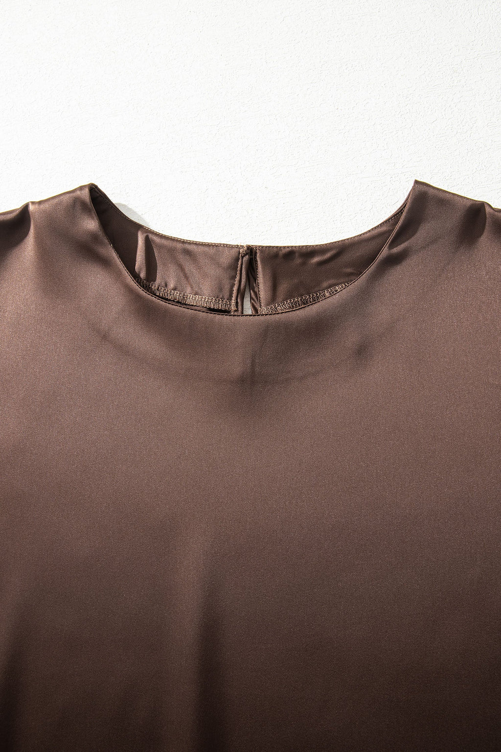 Asymmetric Lace Trim Satin Short Sleeve Top
