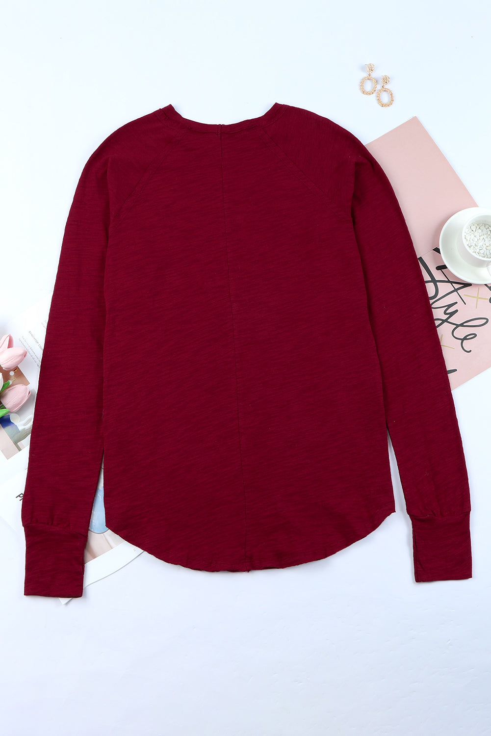 Madison Fiery Solid Long Sleeve Top