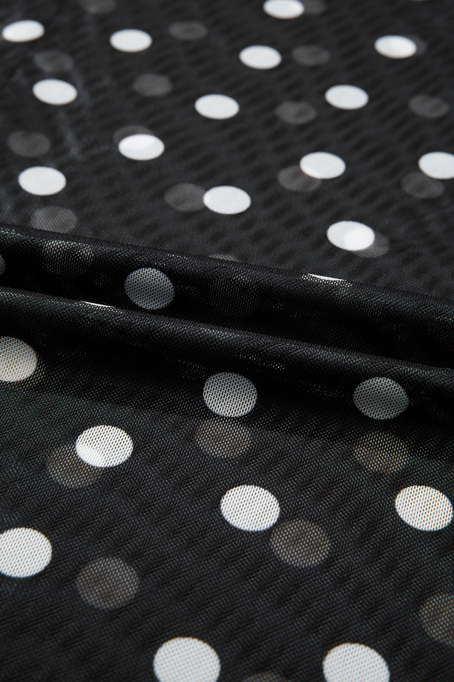 Polka Dot Sheer Mesh High Neck Tee