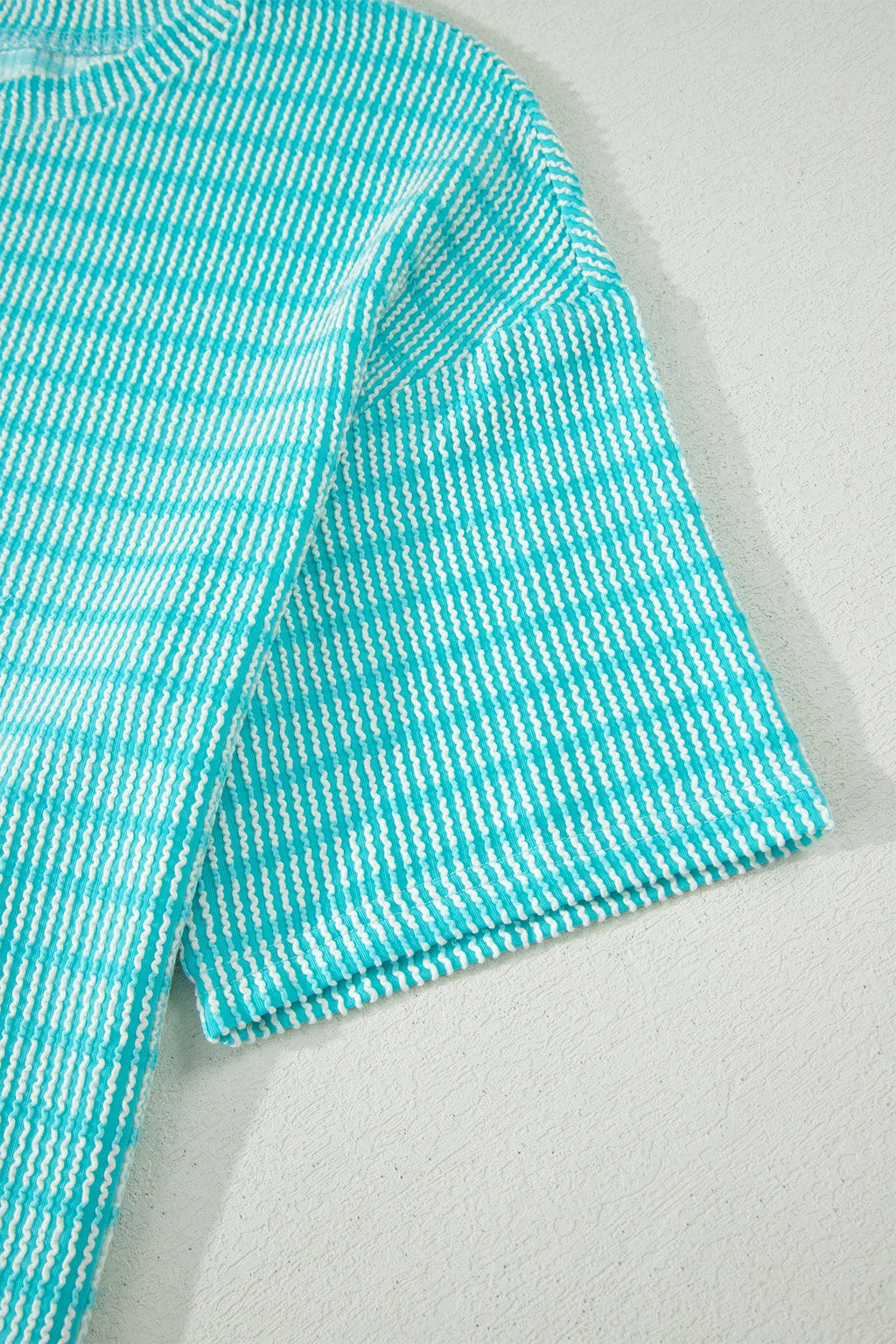 Stripe Ribbed Loose Tee & Drawstring Short Set