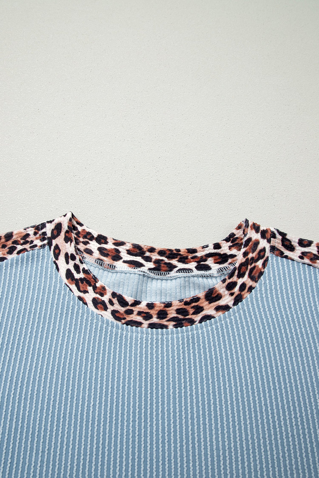 Leopard Trim Corded Top & Shorts Set