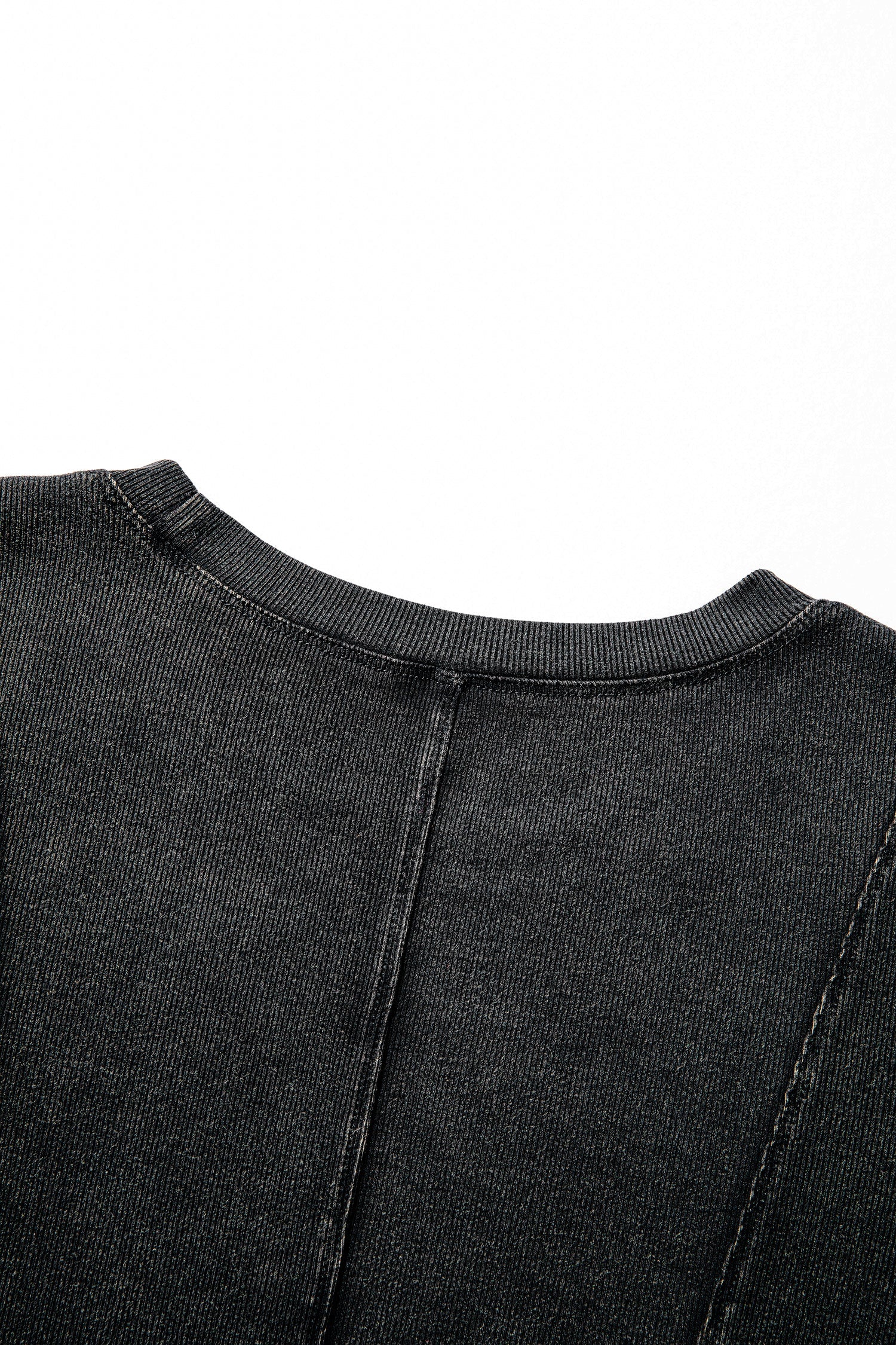 Solid Ribbed Knit Buttoned Long Sleeve Top