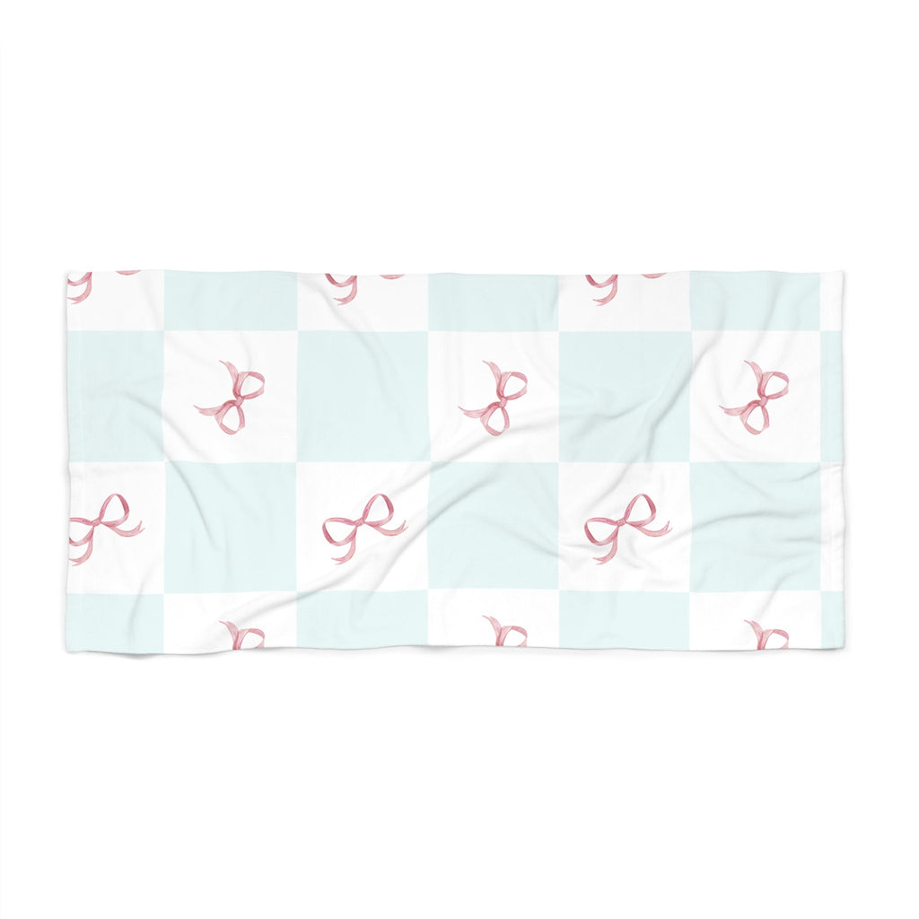 Customizable: Chic Beach Towel with Pink Bow Design | Perfect for Summer, Pool Days, Beach Trips, picnics, Vacation, Gift Ideas
