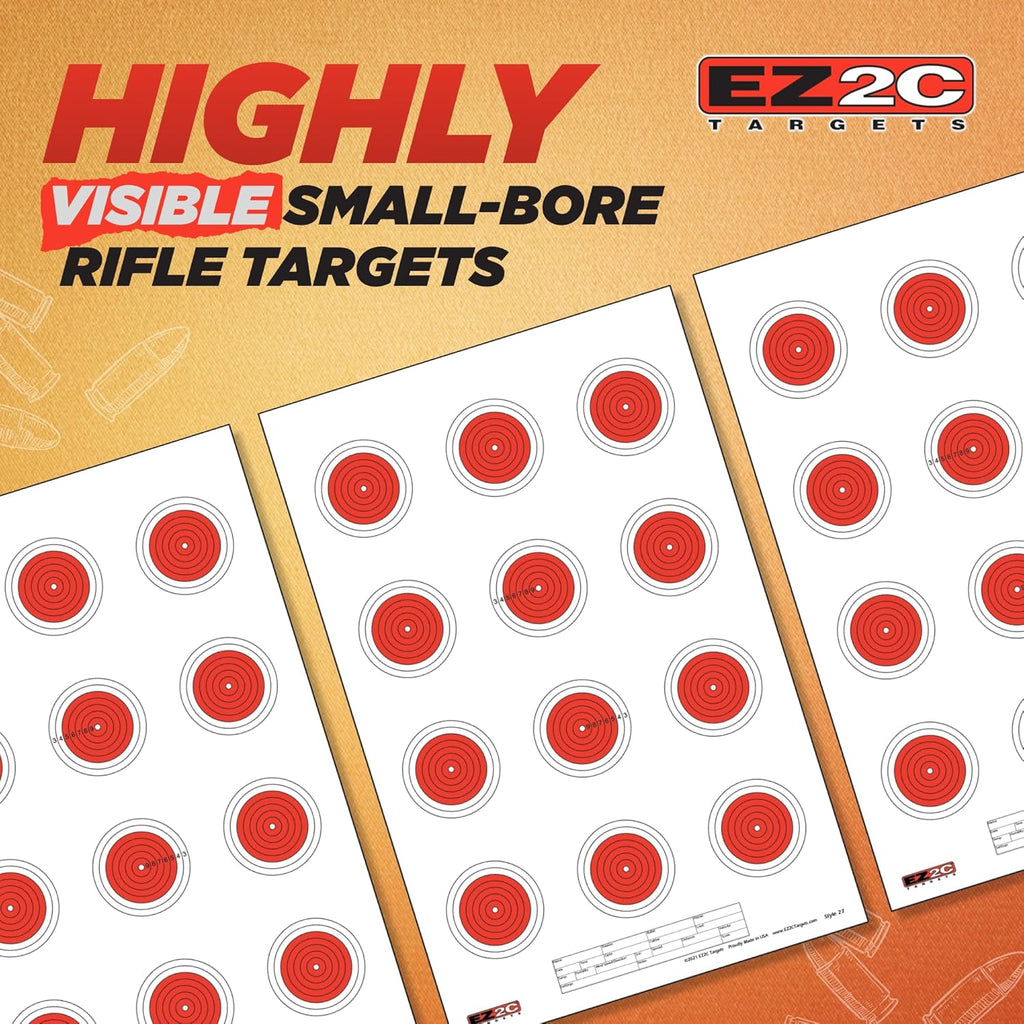 25 EZ2C Targets Style 27/RD10: Small-bore 50ft Paper Shooting Target 11"x17" USA MADE Pad of 25