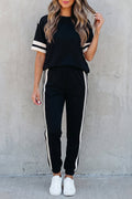 Varsity Stripe Loose Tee & Jogger Pant Set