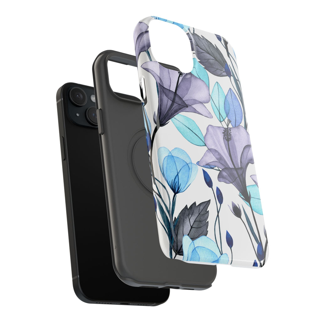 Customizable: Blue and Purple Floral Impact-Resistant Phone Case