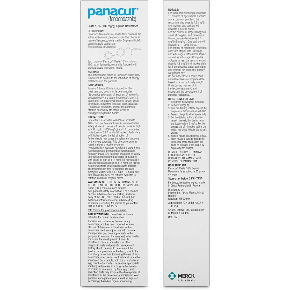 Panacur Equine Dewormer Paste 10% Fenbendazole – 3-Pack | Apple-Cinnamon