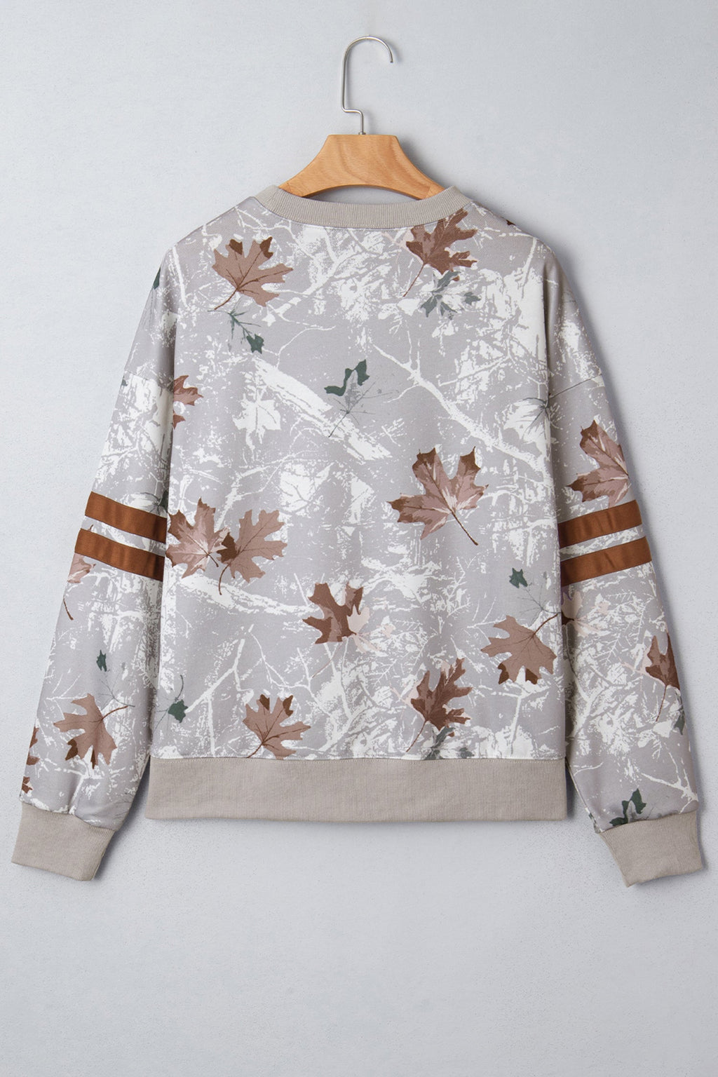 Camo Varsity Stripe Dropped Shoulder Sweatshirt