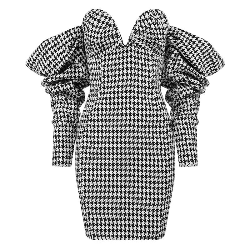 Privilege Houndstooth Dress
