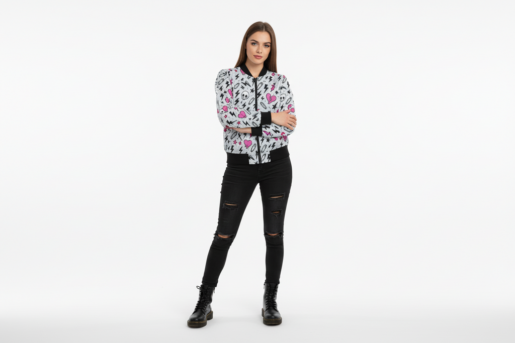 Ashen Chaos Bomber Jacket