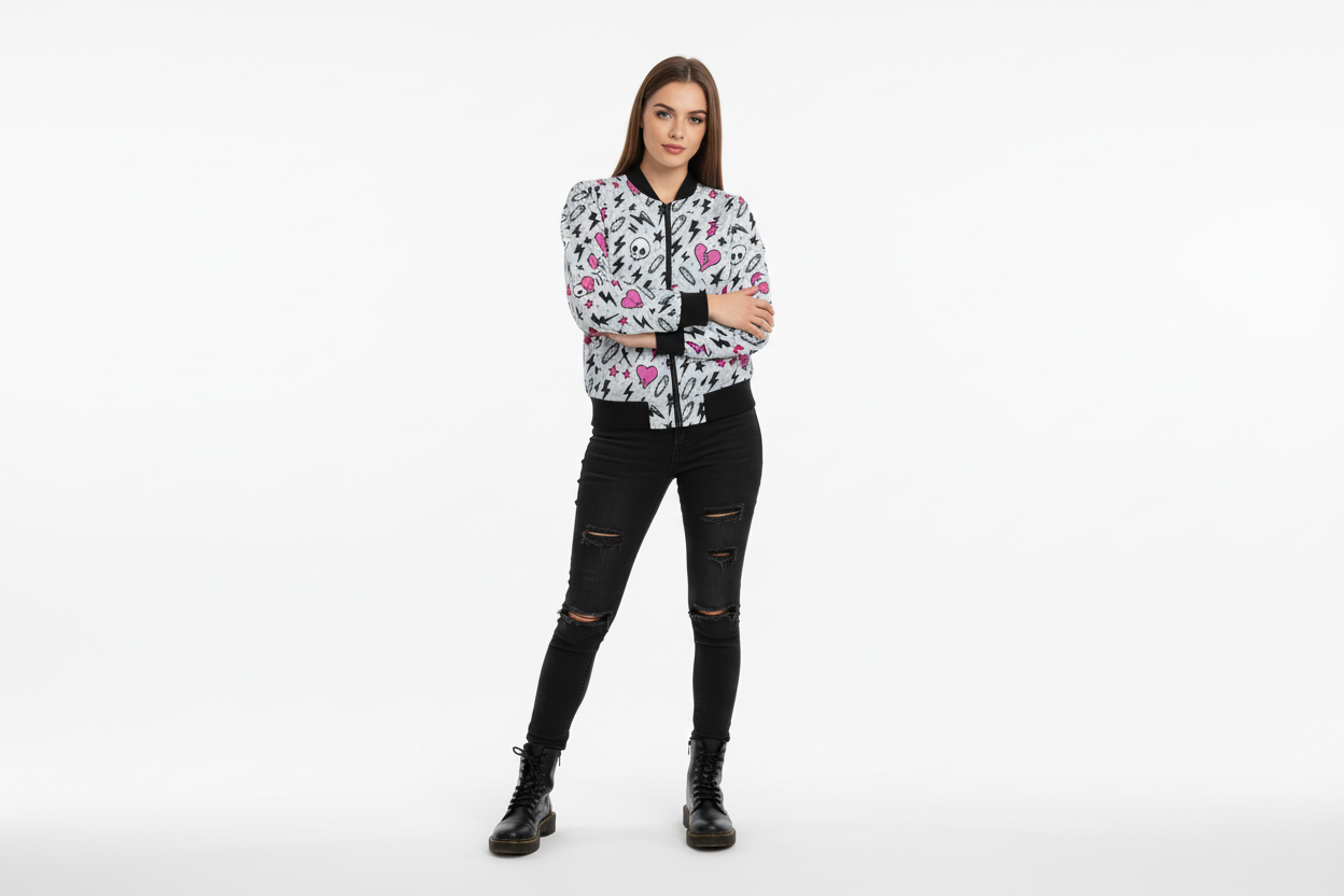 Ashen Chaos Bomber Jacket