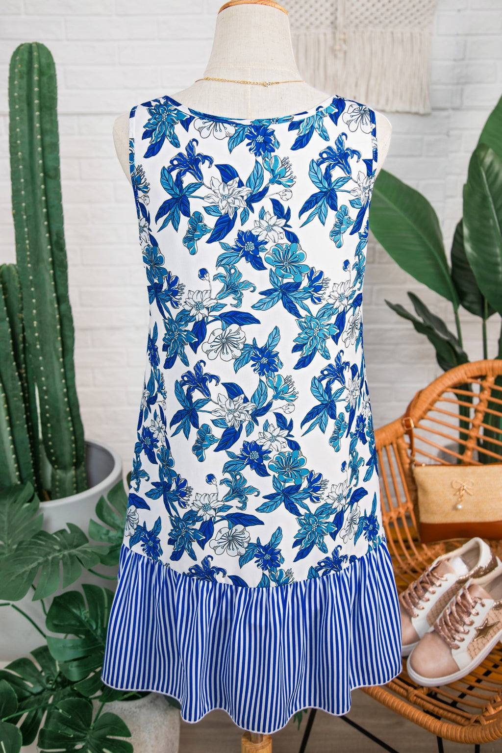 Dior Ruffle Hem Patchwork Dress