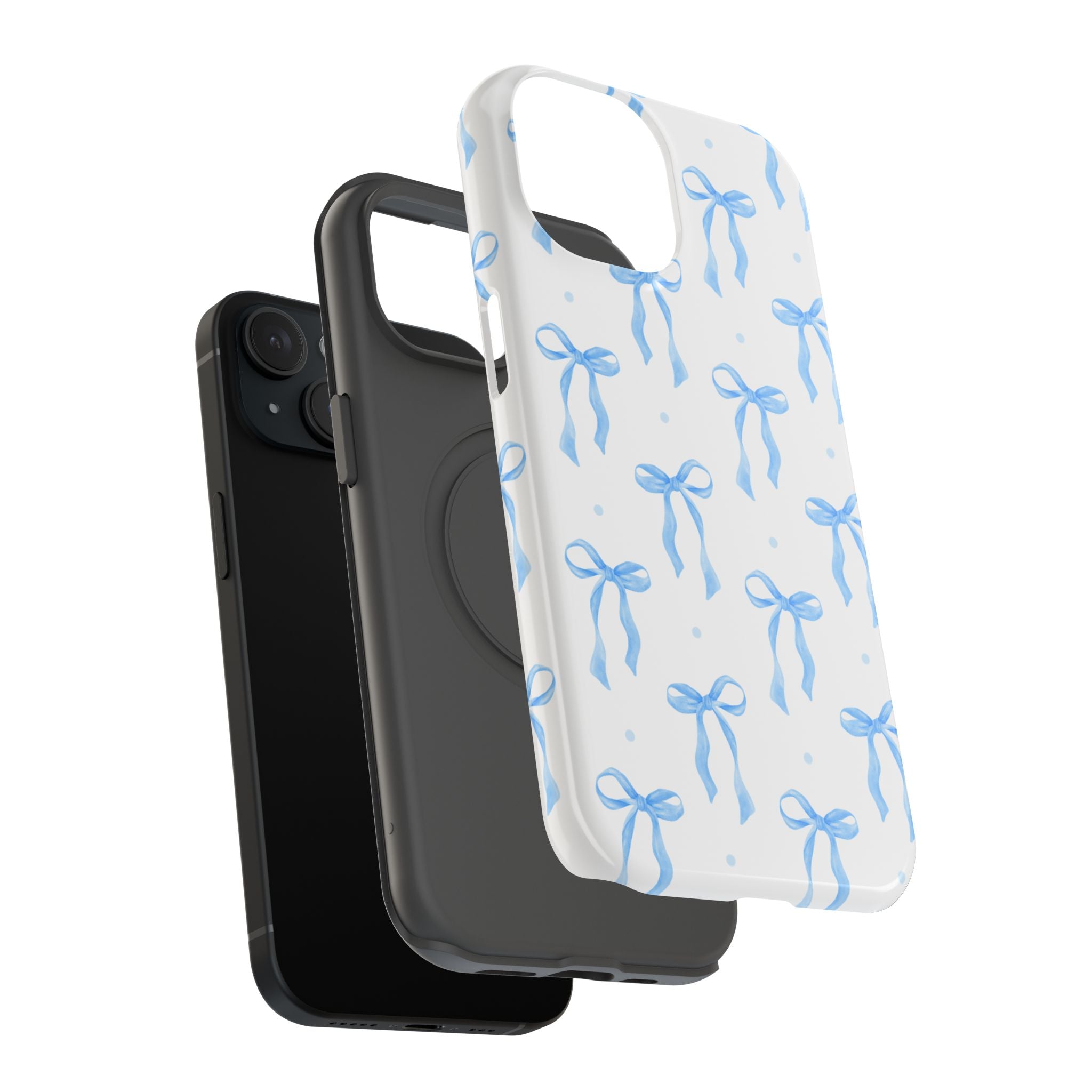 Customizable: Chic Blue Coquette Bow Impact-Resistant Phone Case