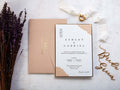 Beige Wedding Invitation with Gold Foil Frame