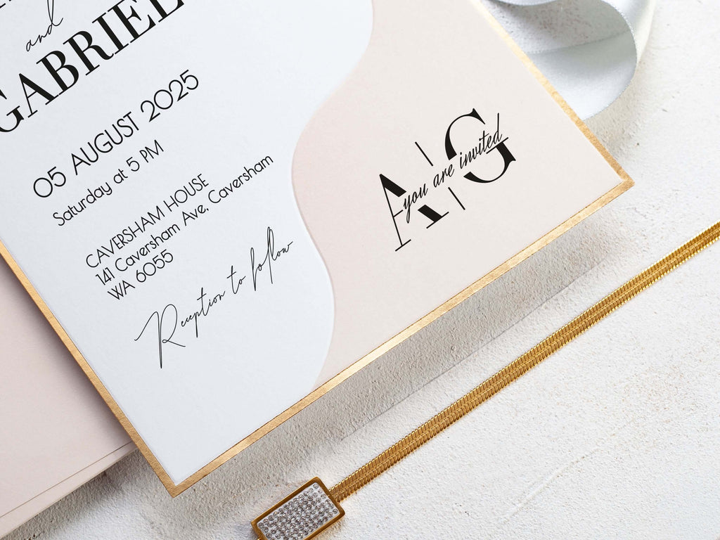 Blush Pink Wedding Invitation with Wax Seal