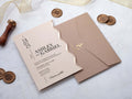 Beige Special Cut Wedding Invitation with Gold Foil