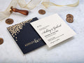 Embossed Leaves Wedding Invitation with Gold Foil