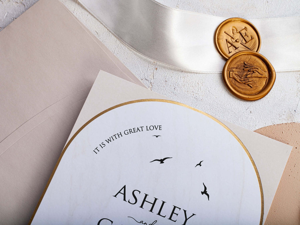 Blush Pink Wedding Invitation with Gold Foil