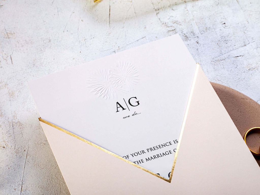 Blush Pink & Gold Minimalist Wedding Invitation