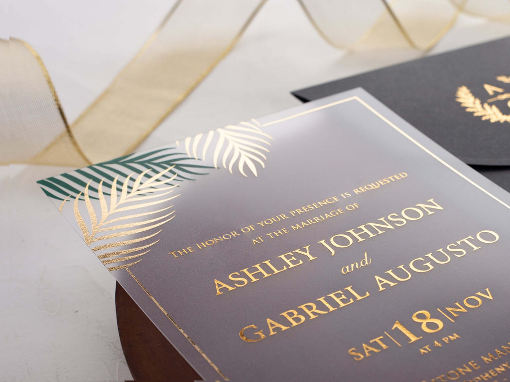 Tropical Palm Acrylic Wedding Invitation