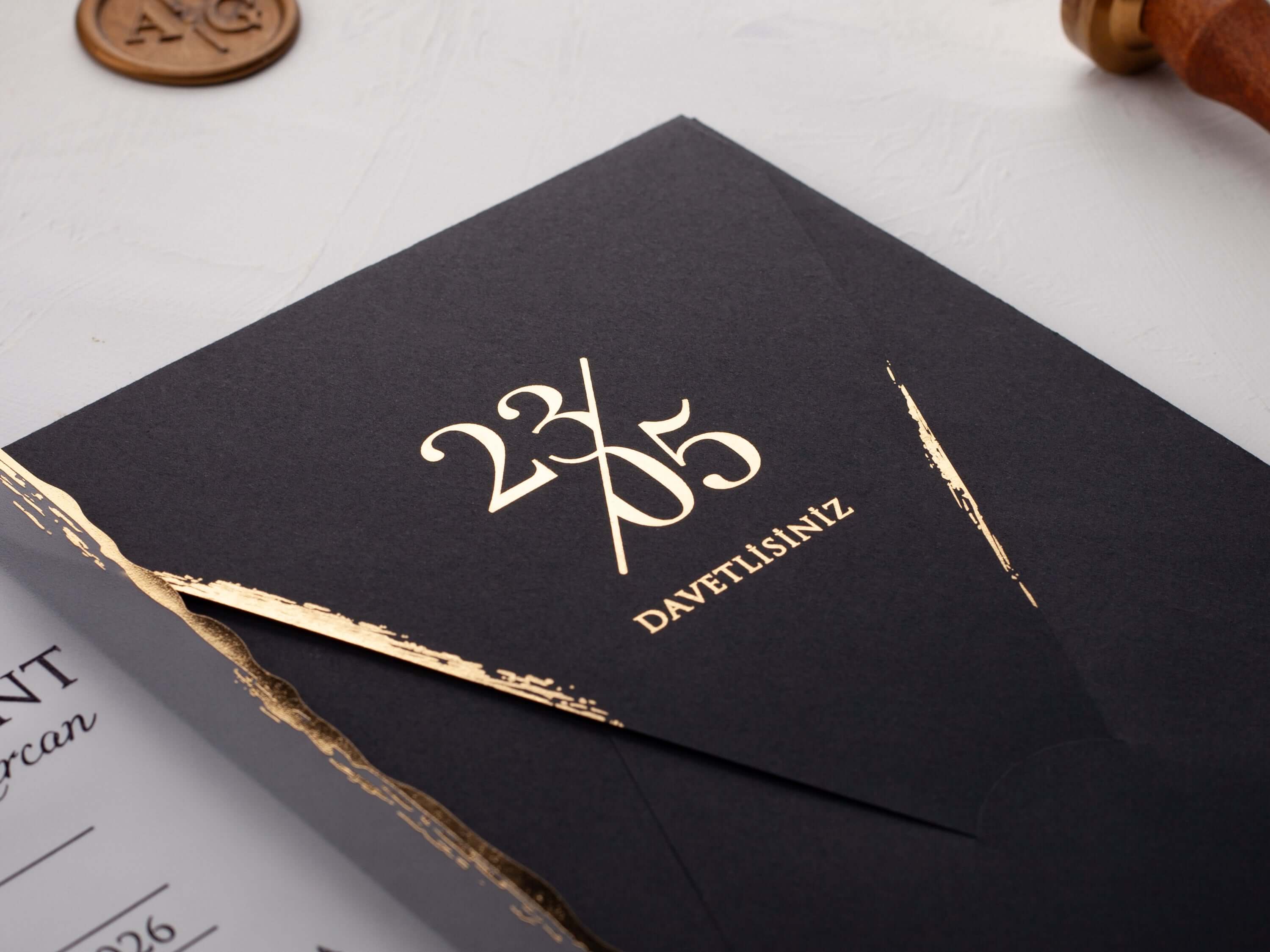 Deckle Edge Acrylic Wedding Invitation with Gold Foil
