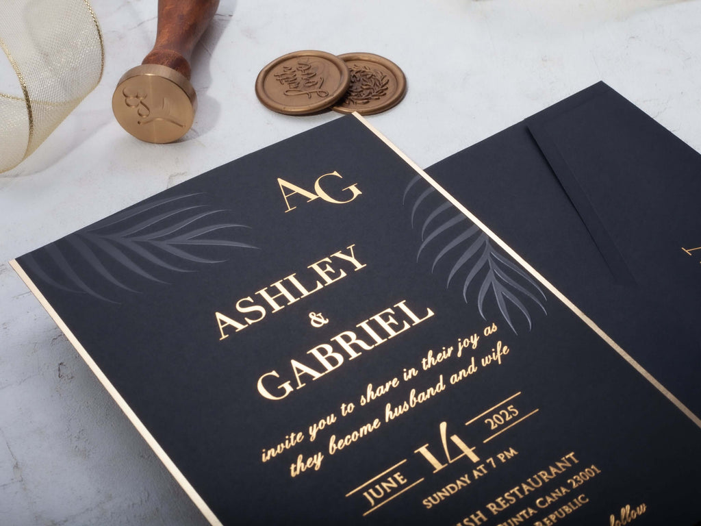 Black & Gold Foil Wedding Invitation