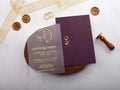 Purple Acrylic Wedding Invitation with Gold Foil