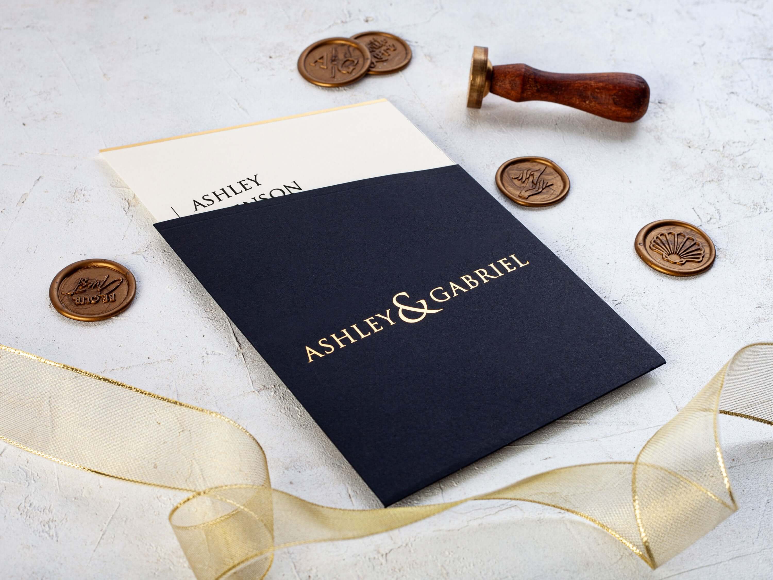Khaki Green Minimalist Wedding Invitation