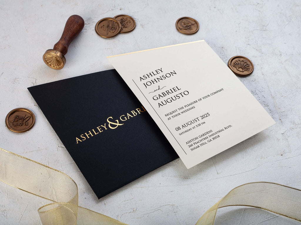 Khaki Green Minimalist Wedding Invitation