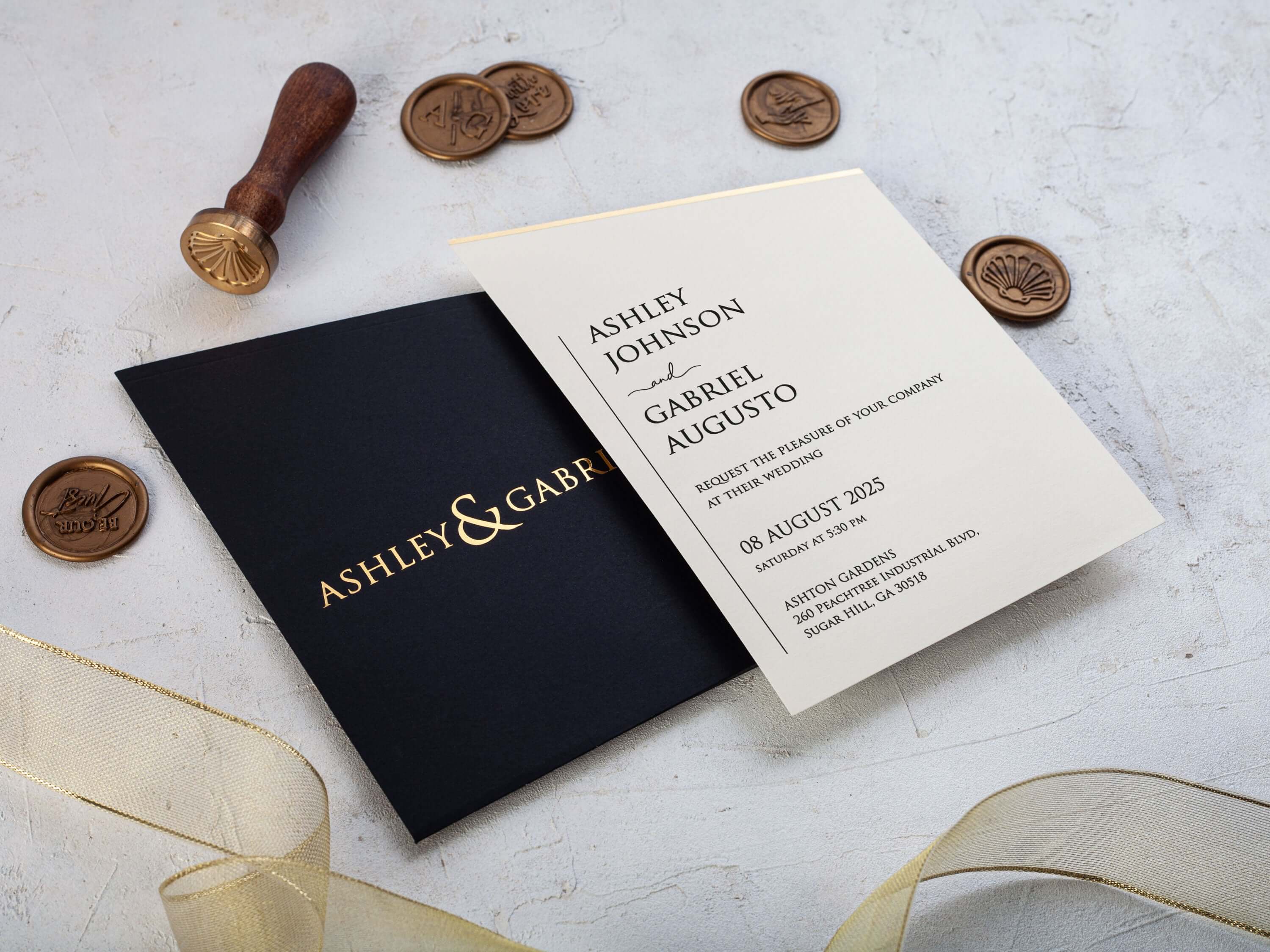 Khaki Green Minimalist Wedding Invitation