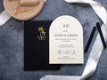 Arch Wedding Invitation with Gold Palm Tree Detail