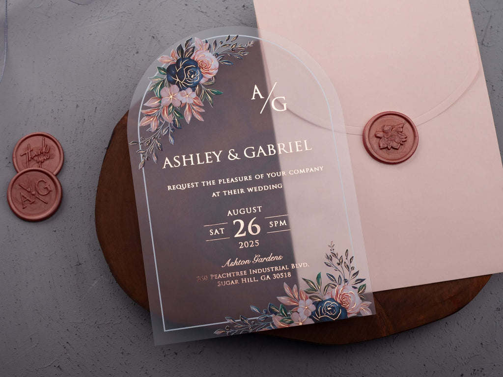 Arch Acrylic Wedding Invitation with Rose Gold Foil