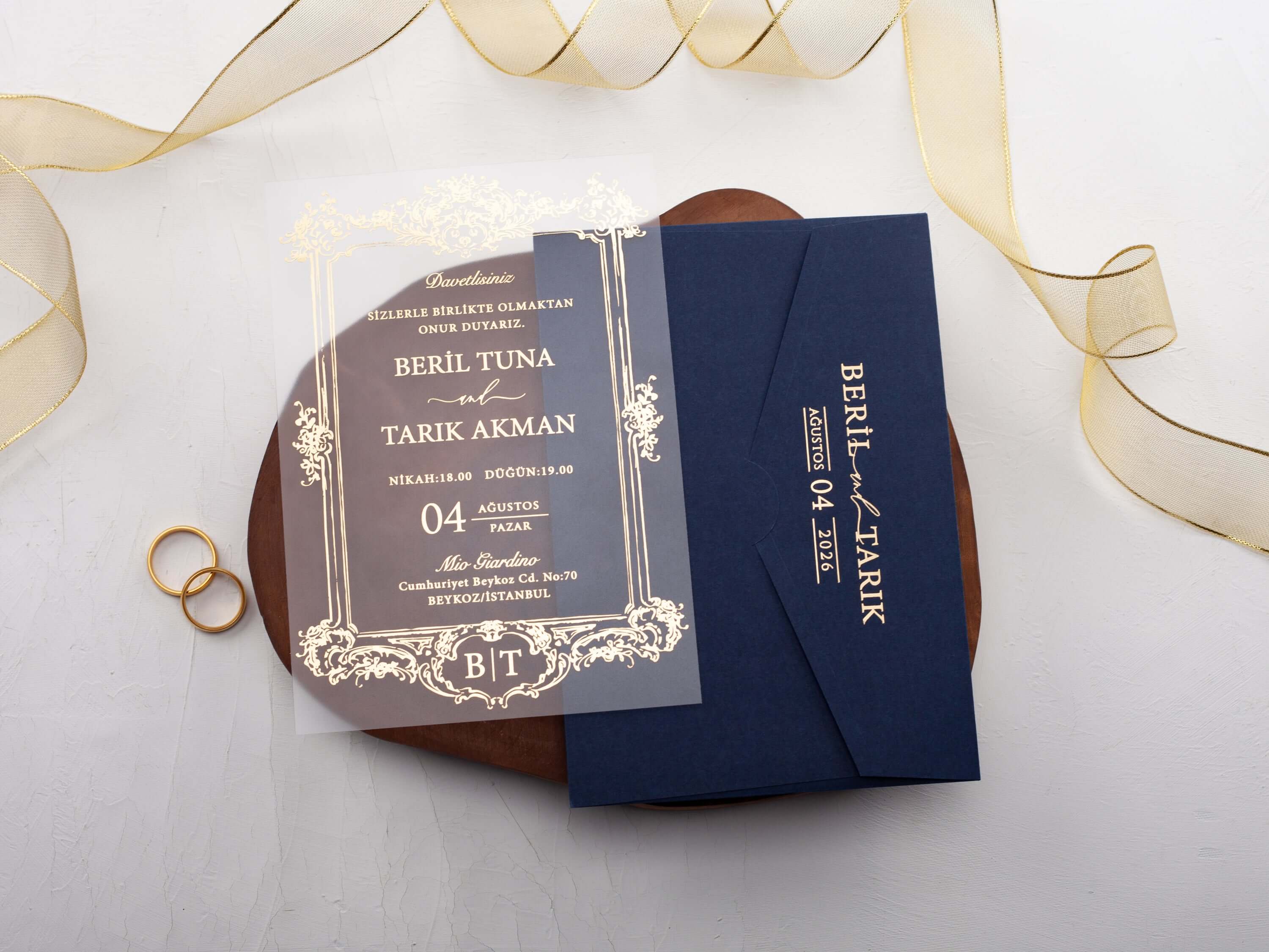 Frame Acrylic Wedding Invitation with Gold Foil