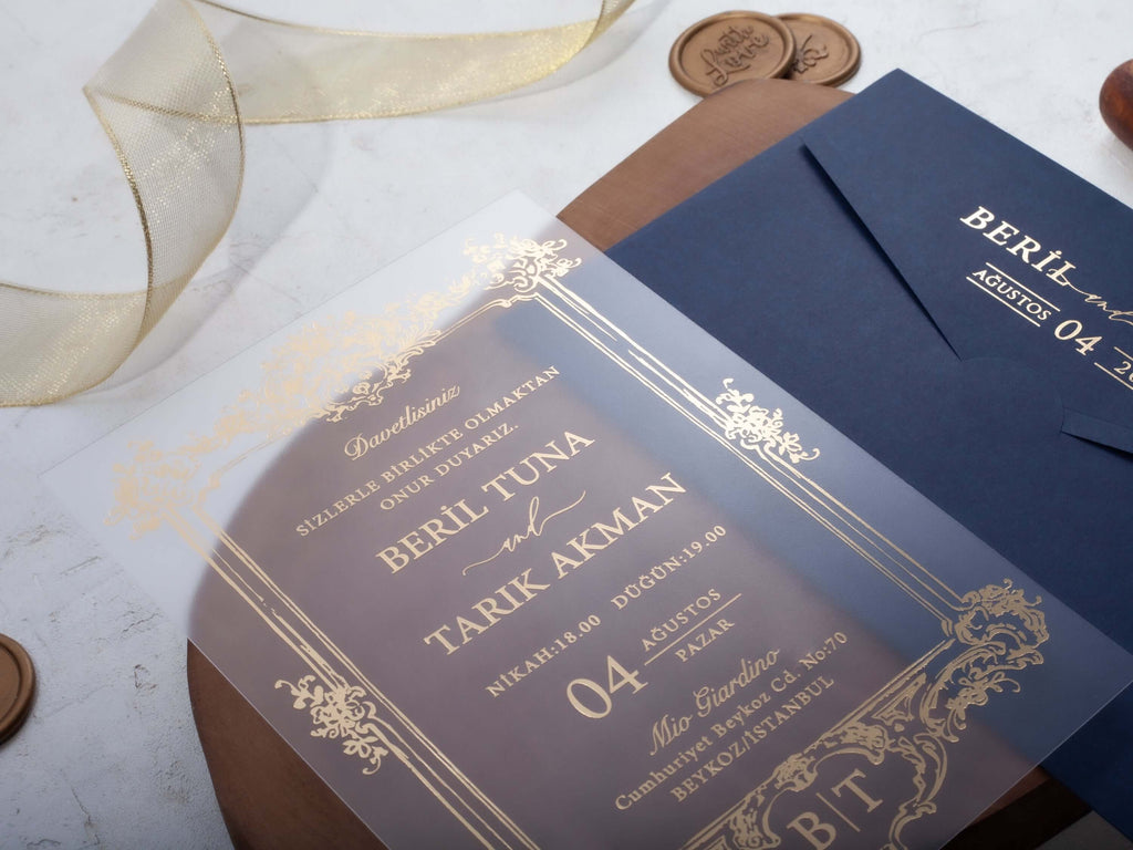 Frame Acrylic Wedding Invitation with Gold Foil